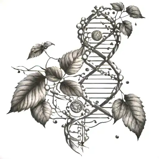 Dna chain and tree tattoo design idea
