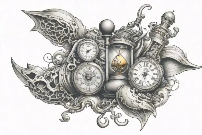 we brought in cancer tattoo combining with hourglass and pocket watch tattoo design idea
