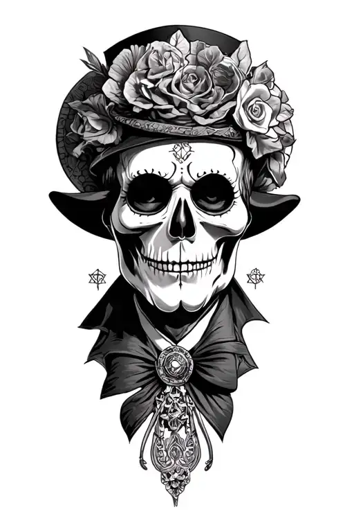 baron samedi, voodoo, james bond live and let die occult tattoo design idea