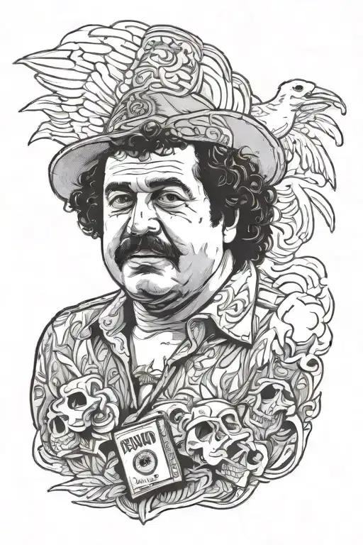 Pablo Escobar with cocaine tattoo design idea