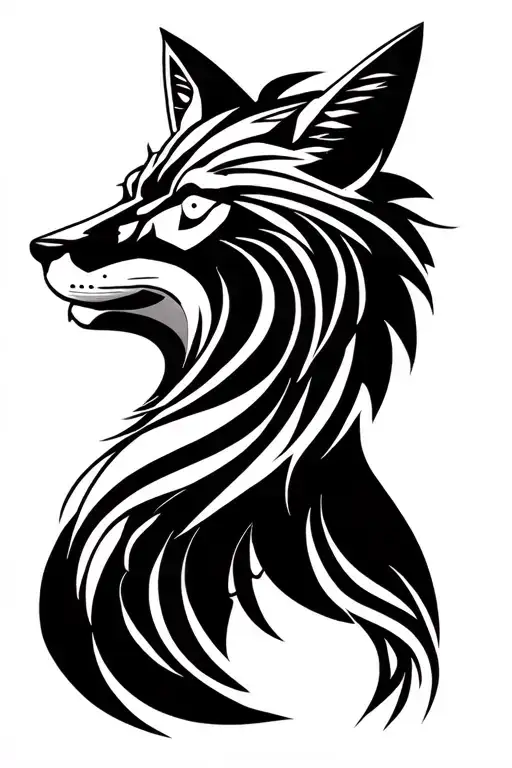 burning man festival, dessert, fox, lion tattoo design idea