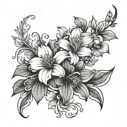 flowers growing sideways tattoo design idea