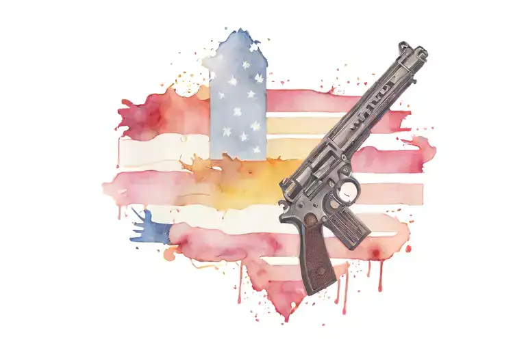 1776, American flag, guns, tattoo design idea