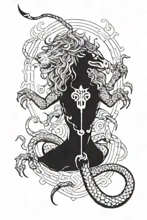 lion scorpion god tattoo design idea