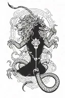 lion scorpion god tattoo design idea
