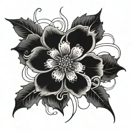 Borgus flower with scribbles tattoo design idea