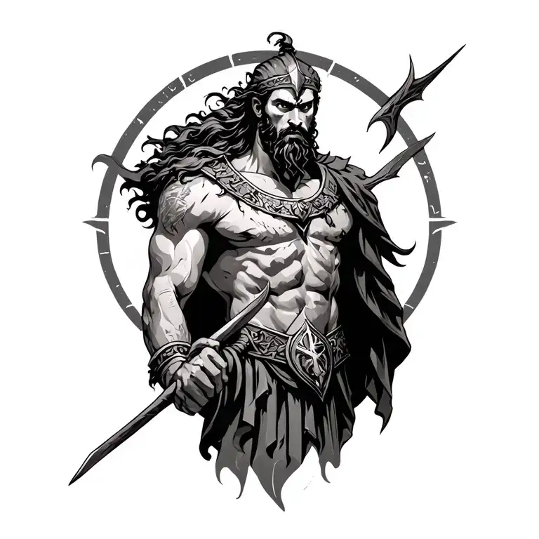 Ares greek god and Hades God Of War tattoo design idea