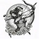 Empowering female sagitarious female archer silhouette tattoo design idea