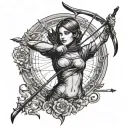 Empowering female sagitarious female archer silhouette tattoo design idea