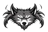 evil wolf head tattoo design idea