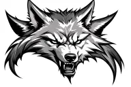 evil wolf head tattoo design idea