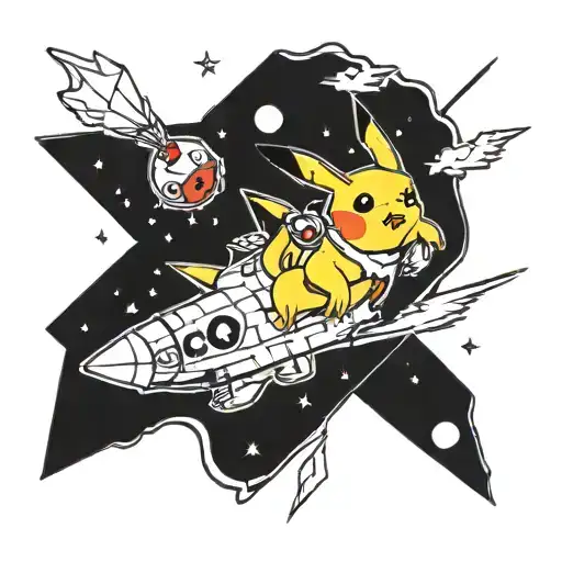 pikachu and co satellite tattoo design idea