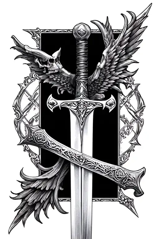 memento mori templar sword tattoo design idea