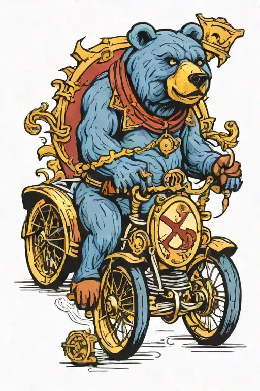 circus bear tricycle on a coat of arms tattoo design idea