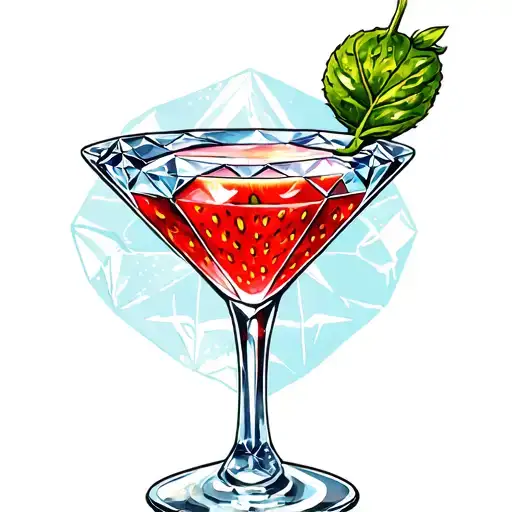 A Diamond-shaped Strawberry martini tattoo design idea