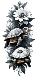 turtles and flowers  tattoo design idea