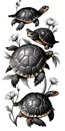 turtles and flowers  tattoo design idea