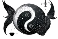 Pisces And Libra constellation ying yang  tattoo design idea