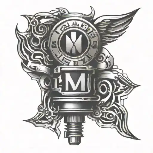 bmw  shifter over m badge intertwined tattoo design idea