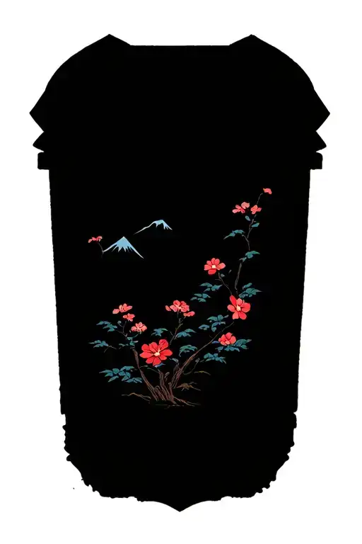 Mountains landscape flowers inside tattoo design idea