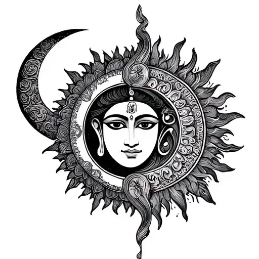 Om Namah Shivaya Sun Moon tattoo design idea