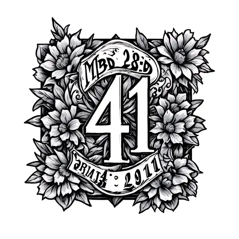 Cross, Number 41, initials MBD, Jeremiah 29:11 integrated tattoo design idea