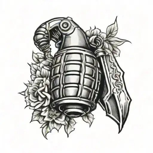 f1 grenade tattoo design idea