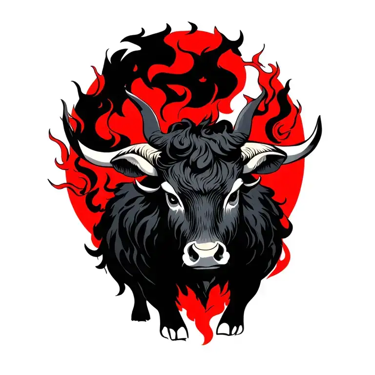 Chinese zodiac fire ox tattoo design idea