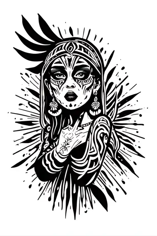 Rave party scene with neon tattoo design idea