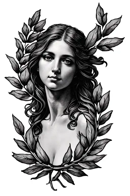 The laurel wreath could be elegantly laid around the upper part of the upper arm, almost like a tender band that is from de tattoo design idea
