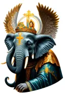 A wise Elephant blended with a Catholic angel. tattoo design idea