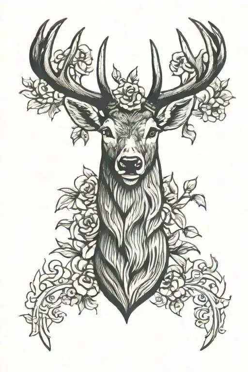 stag head tattoo design idea