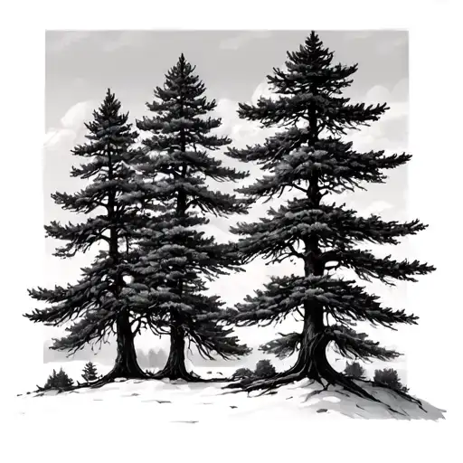 white pine tree tattoo design idea