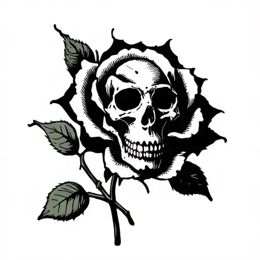 rose with a skull inside it,gothic  tattoo design idea