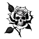 rose with a skull inside it,gothic  tattoo design idea