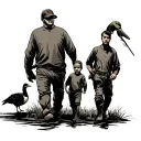 duck hunting with son and dad walking tattoo design idea