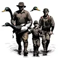 duck hunting with son and dad walking tattoo design idea