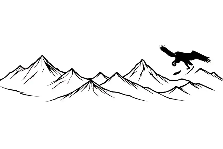 Peruvian mountain range with pachamama spiral; incorporate cougar, condor and snake tattoo design idea