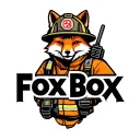 "Fox Box" "Fox Box" Tough looking fireman fox wearing firefighting gear with radio equipment. Helmet has maltese symbol tattoo design idea