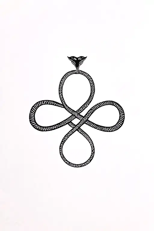 small snake infinity knot intertwined symbolizing the client's love tattoo design idea