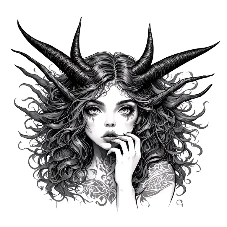 Treaty Oak Revival Devil Girl shushing people tattoo design idea