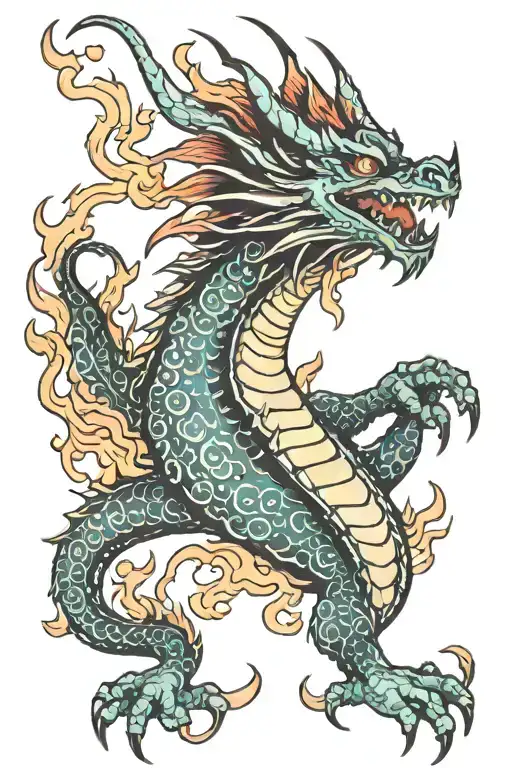 pretty fire dragon girly tattoo tattoo design idea