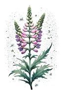lupine flower with long stem tattoo design idea