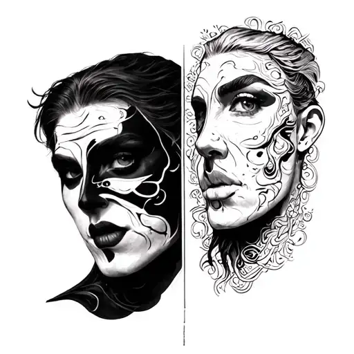 symbolises that I have two face and one  can be seen rarely tattoo design idea