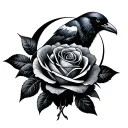 Crow, Rose, Moon, Love tattoo design idea
