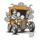 Hot Rod with babies driving towards tattoo design idea