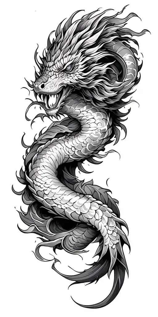naga wrap around whole arm tattoo design idea