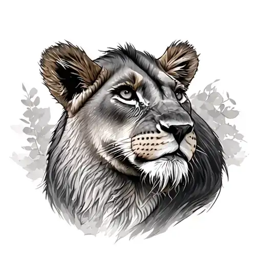 lioness and chipmunk tattoo design idea