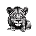 lioness and chipmunk tattoo design idea