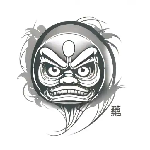 Daruma Doll black and grey tattoo design idea